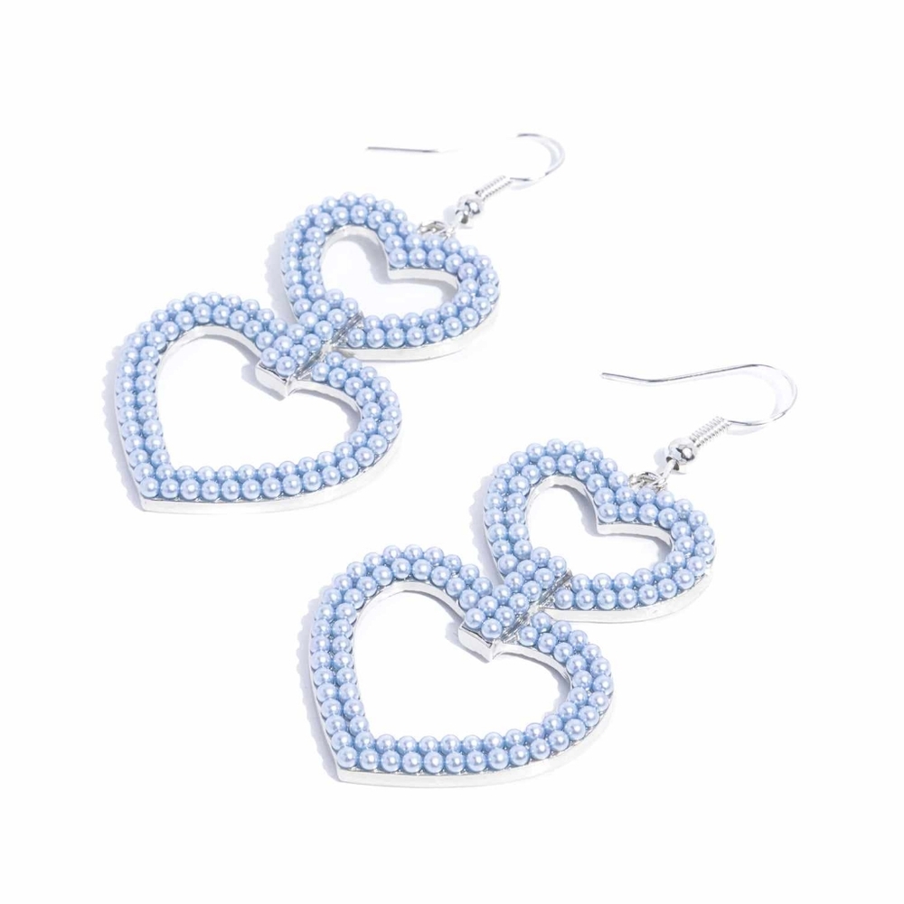 Paparazzi blue heart earrings